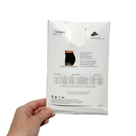 NEW SILKS Essentials Control Top Shadow Toe Sheer Pantyhose Black - Picture 5 of 5